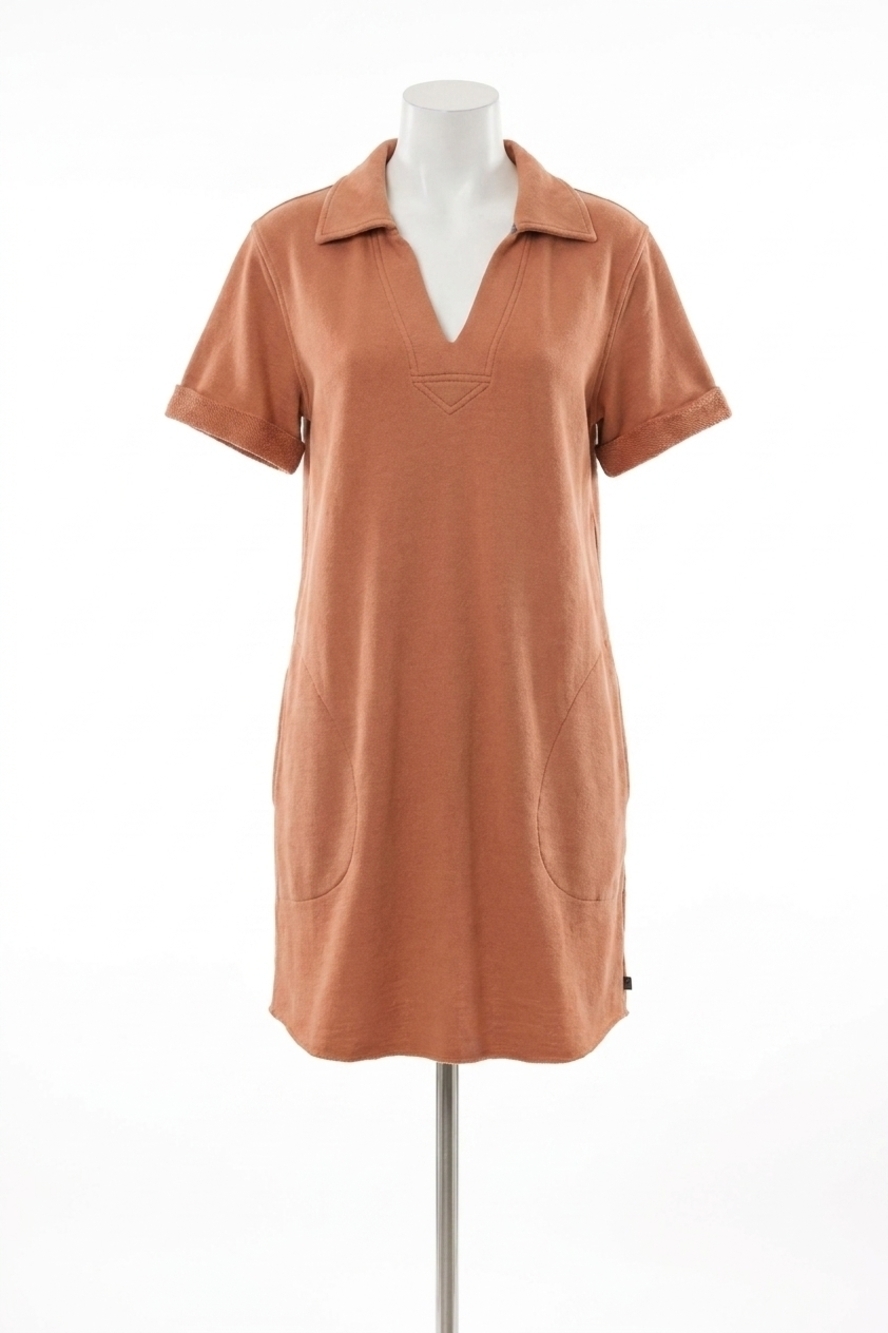 NEW LILLA P raw hem terry dress in carob
